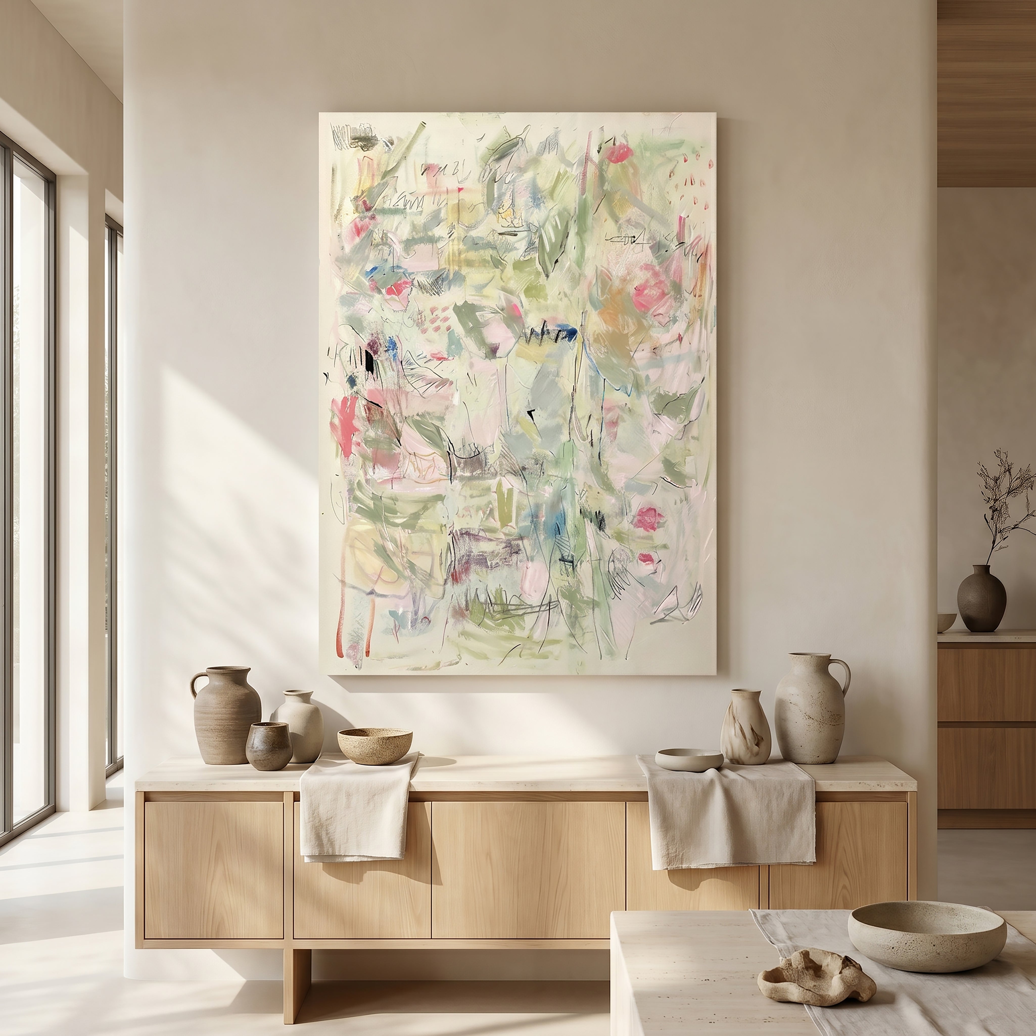 Scholarly Garden Hand-Painted Oil on Canvas