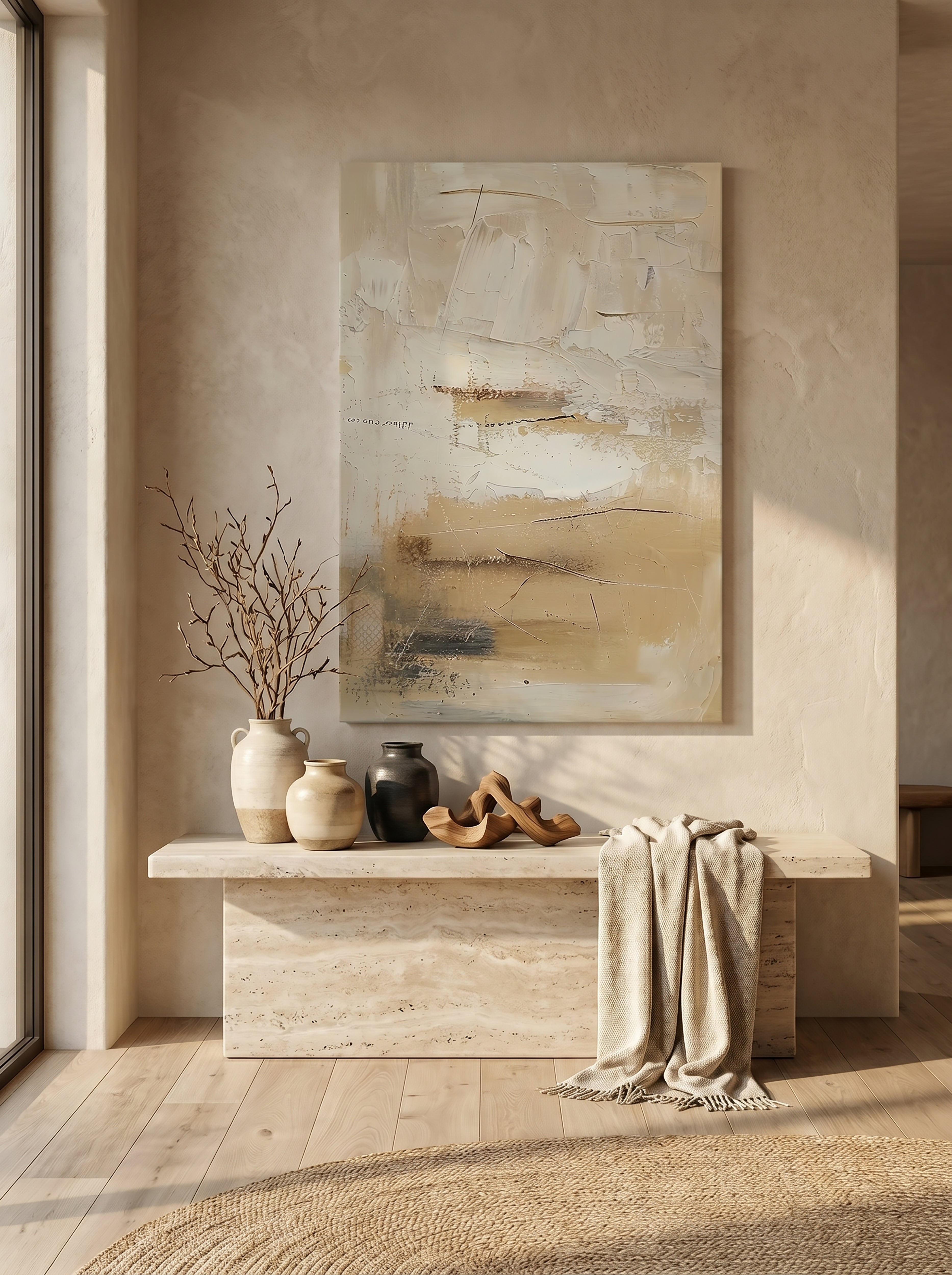 Golden Harmony Hand-Painted Oil on Canvas