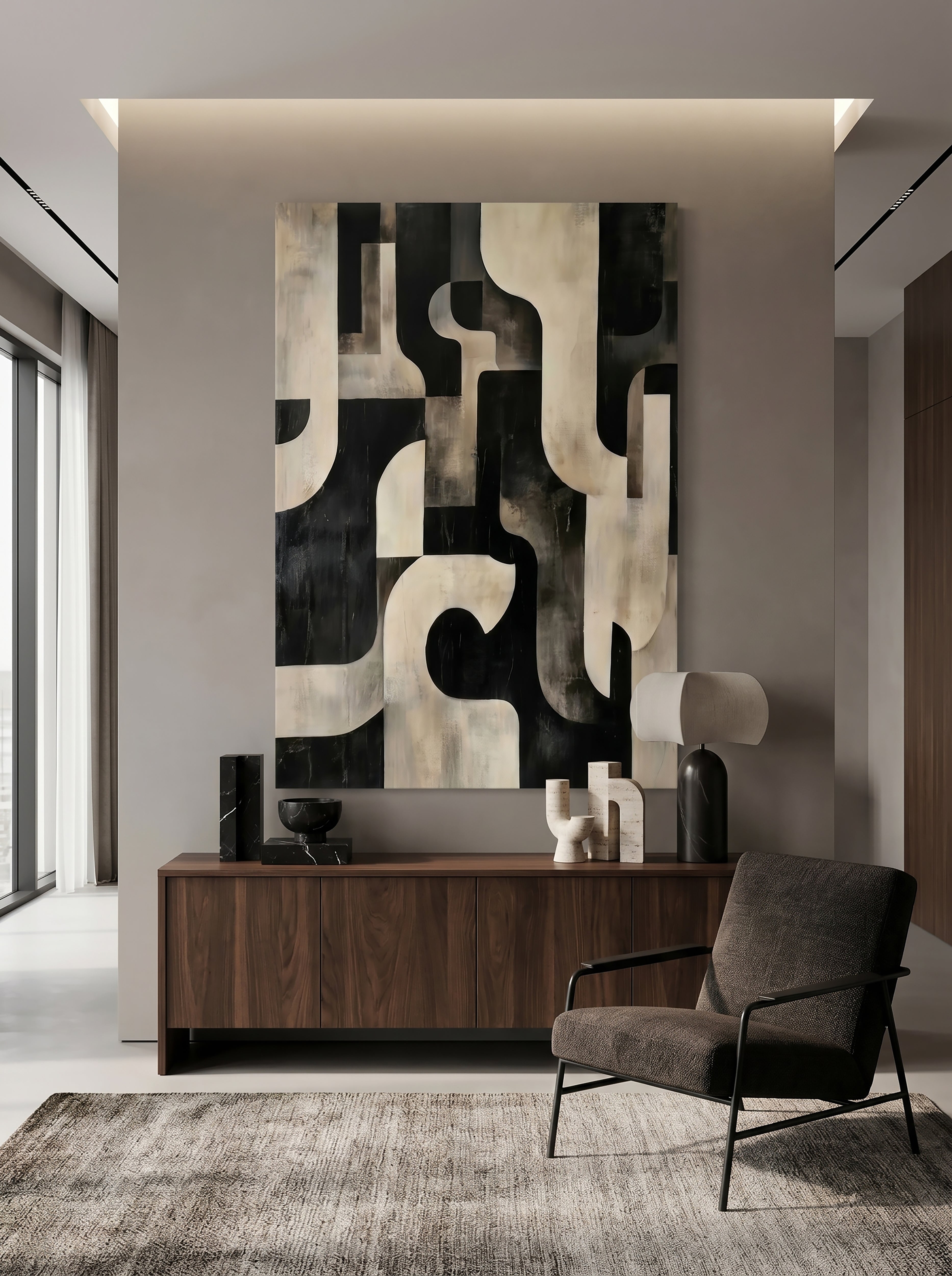 Silent Geometry Hand-Painted Oil on Canvas