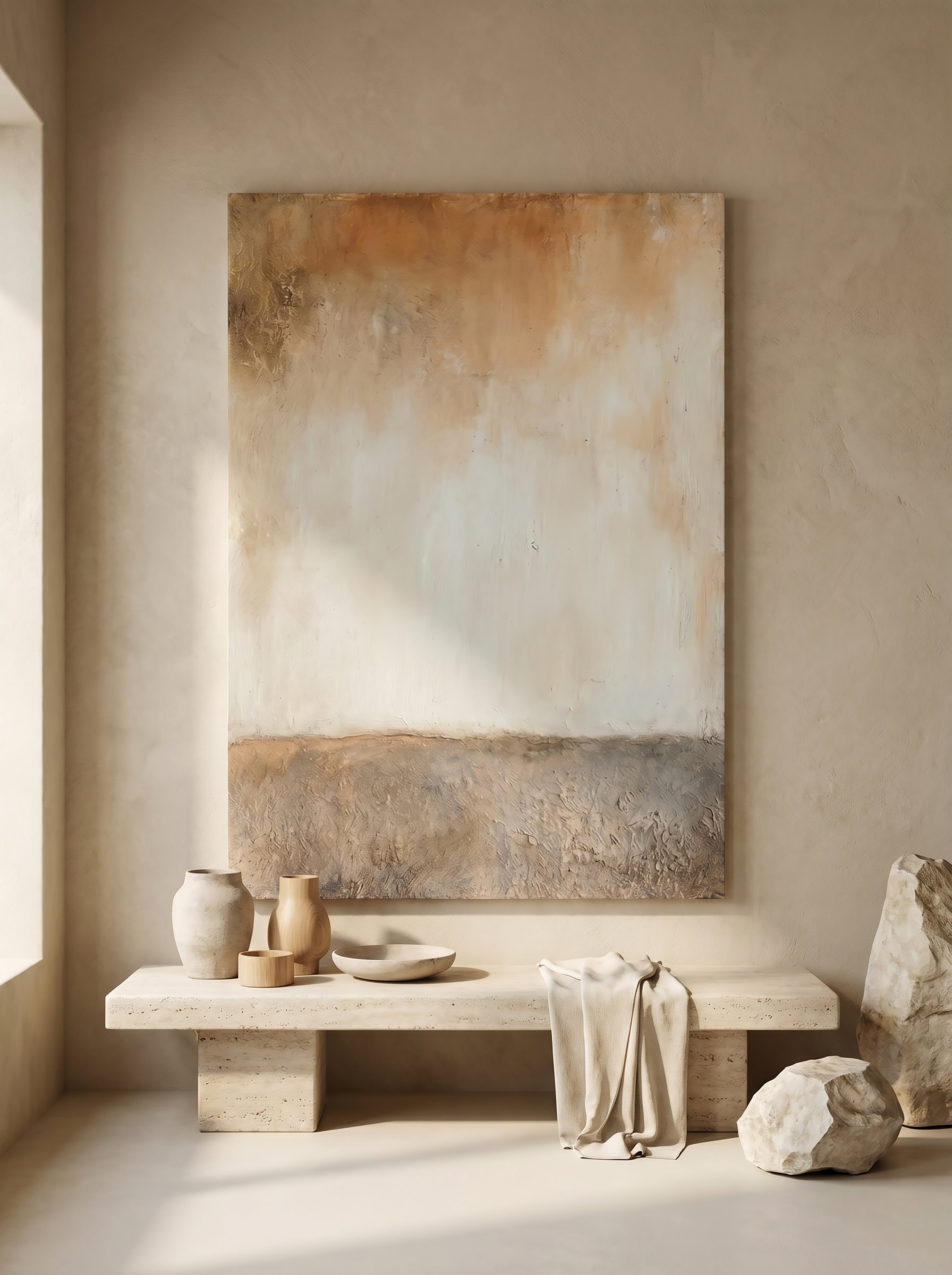 Tranquil Horizon Hand-Painted Oil on Canvas