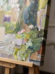 Green Court Hand-Painted Oil on Canvas