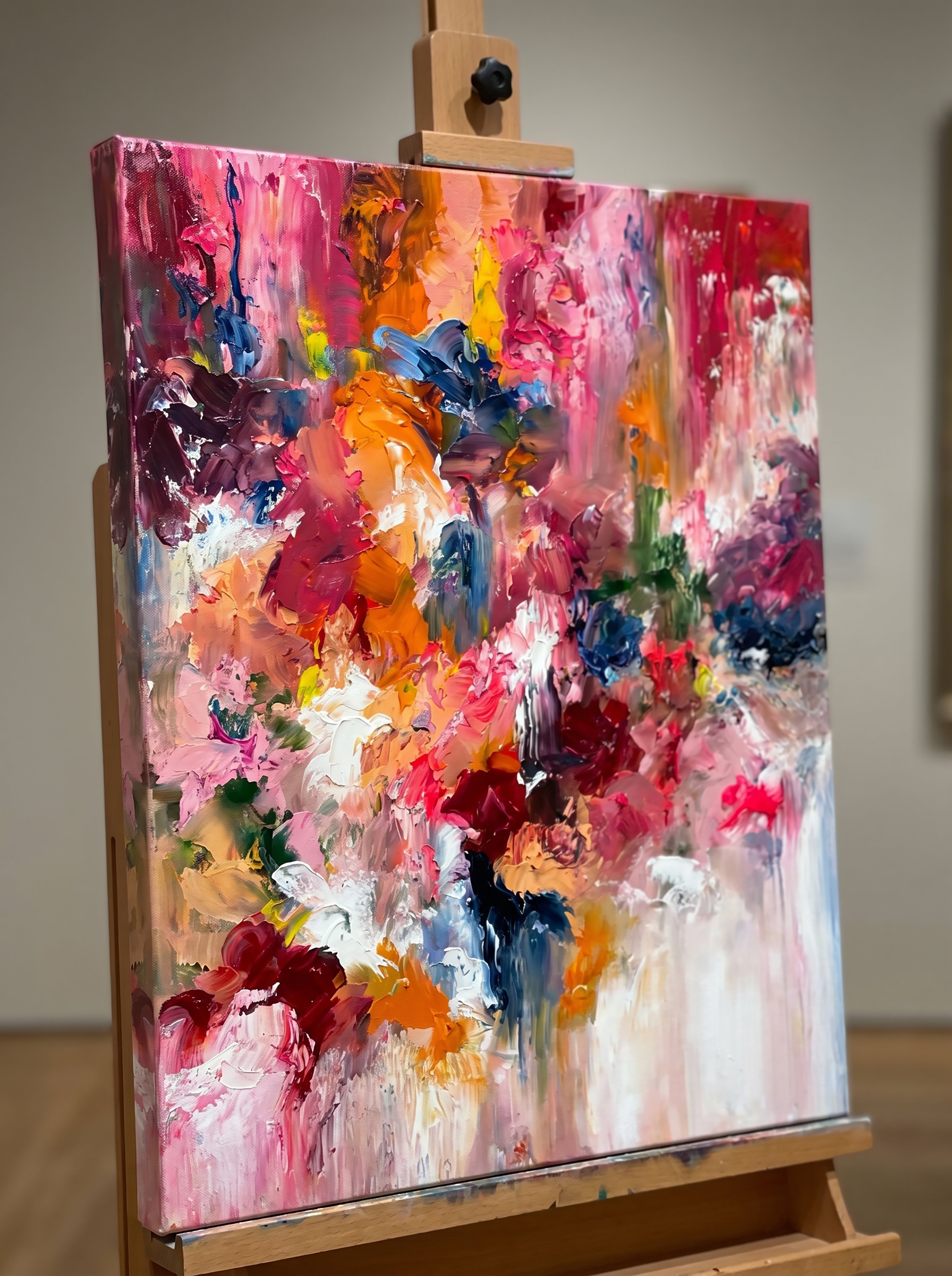 Fu Ying Hand-Painted Oil on Canvas