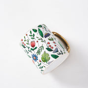 Illustrated Botanical Ceramic Mug with Gold Handle - White